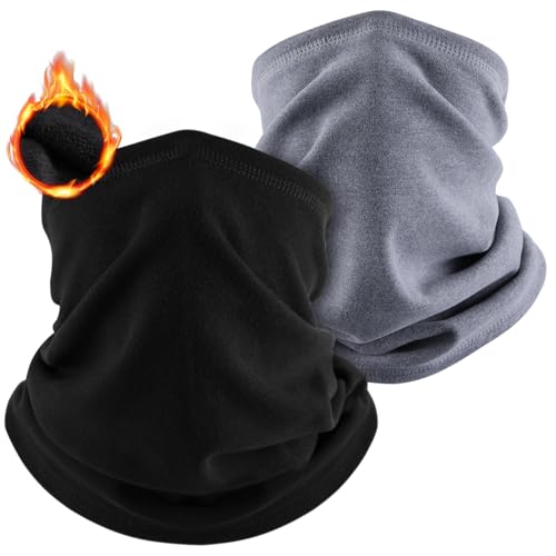 ZOOFUEL Bufanda tubular para hombre y mujer, Negro y gris., 1