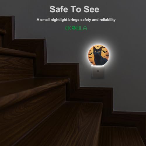 Image of EKOBLA Black Cat Night Light, Cool Halloween Animal Night Lights Plug Into Wall with Dusk to Dawn Sensor for Gifts and Home Decor