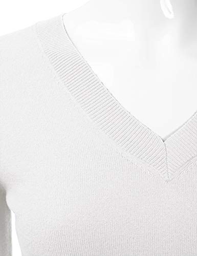Image of EIMIN Women's Long Sleeve V-Neck Slim Fit Pullover Soft Knit Top Sweater (S-XL)