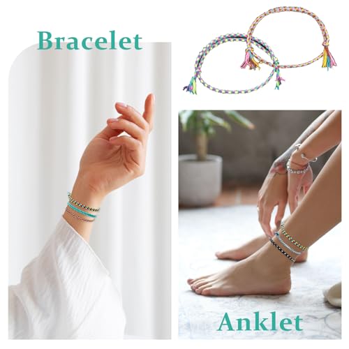 Amaxiu 20 Stück gewebte Wickel Freundschaftsarmbänder, buntes handgefertigtes geflochtenes Armband verstellbare geflochtene Schnurarmbänder stapelbare Armbänder Wellenarmband Strandarmbänder