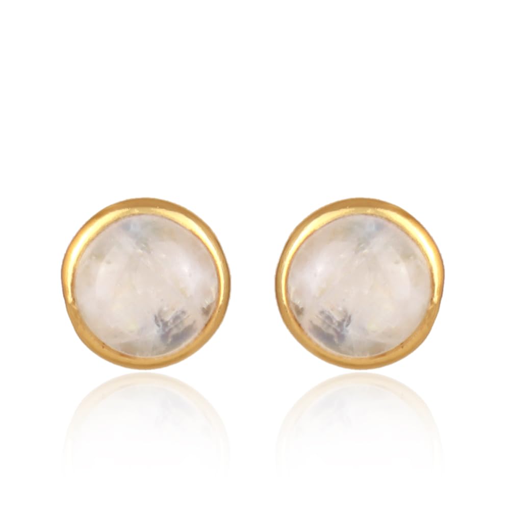 Real Crystal Silver Studs Earrings Bridesmaid Gifts Spectrolite round cabochon Jewelry Boho Jewelry Gift For Women - Image 5