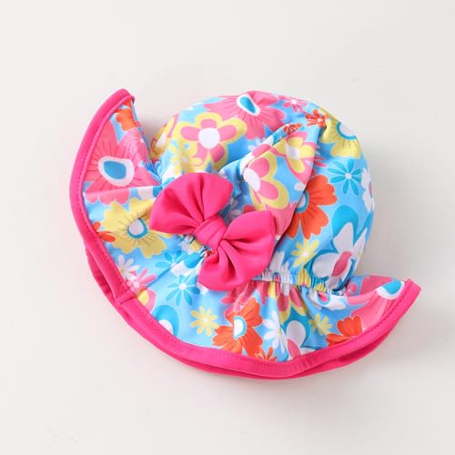 Infant Baby Girl Swimsuit One-Piece Long Sleeve Rash Guard with Hat Set Floral Zipper Bathing Suit Leopard Beach Wear