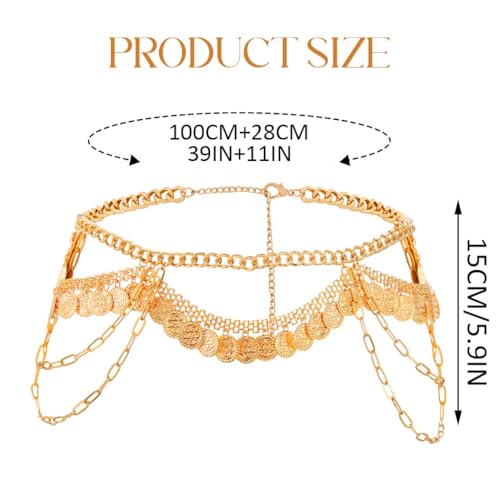 Unicra Gold Coin Waist Chain Layered Belly Chain Summer Beach Bikini Body Chain for Women and Girls - Image 6