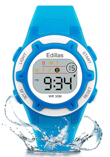 Edillas Kids Watch Digital for Girls Boys, Children Waterproof Watches Multi-Functional with LED Backlight Alarm/Stopwatch for Student Ages 4-13