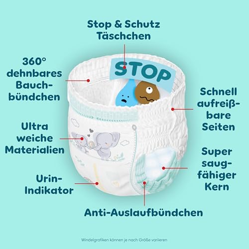 Pampers Premium Protection Pants Größe 3, 192 Windeln, 6kg-11kg, mit 360° Passform und weichen Anti-Auslaufbündchen für unseren besten Komfort und Schutz