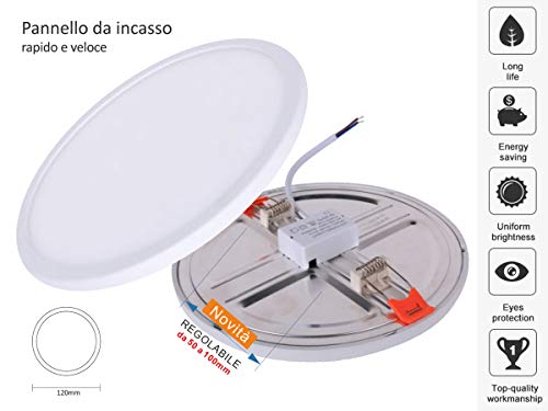 Faretto Pannello Led da Incasso Slim Rotondo 8W