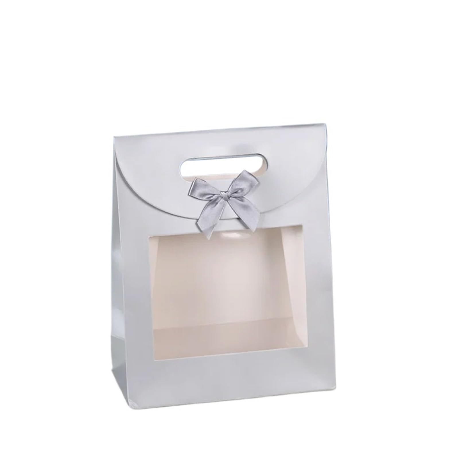 Porta Torta Scatola di Carta da 12 Pezzi con Finestra ribaltata con Fiocco, Confezione for Torta, Caramelle, Custodia da Forno, bomboniera for Festa di Compleanno(Sliver,26x19x9cm)