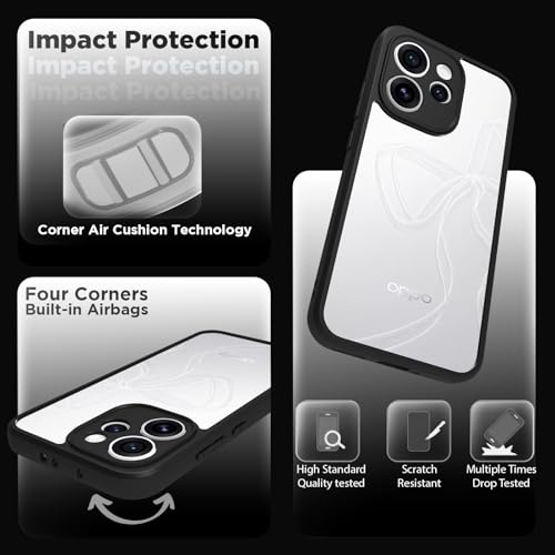 Image of RIGGEAR Shockproof Sleek Hybrid Armor Back Cover Case for Oppo Reno15 Pro Mini, Reno 15 Pro Mini 5G (Clear PC + Black TPU Bumper)