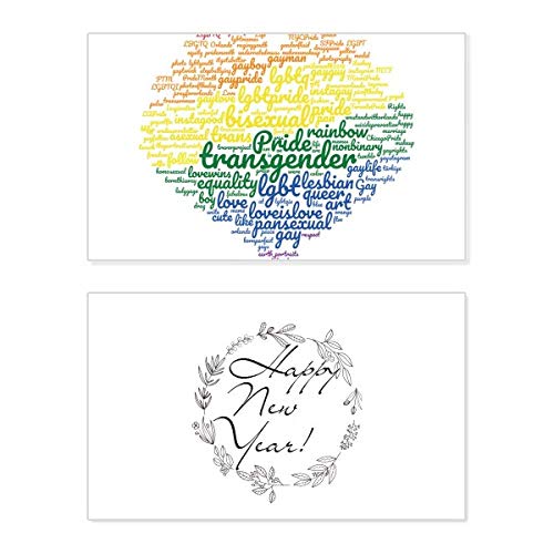 Tarjeta de felicitación LGBT para Año Nuevo con diseño artístico de palabras