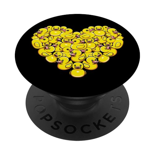 Cuore di anatra di Rubber Lover Yellow Duckie Valentines Day PopSockets PopGrip Adesivo