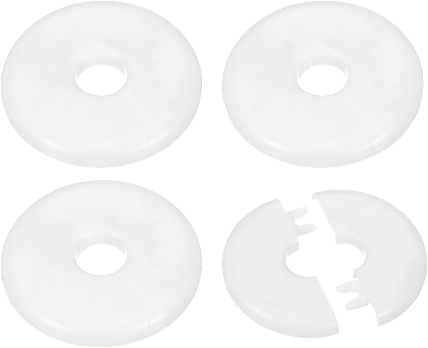PATIKIL Wall Split Flange 0.65"/16.5mm, 4Pcs ABS Round Self-Adhesive Escutcheon Plate Cover Buckle for Water Pipe Faucet Decoration, White