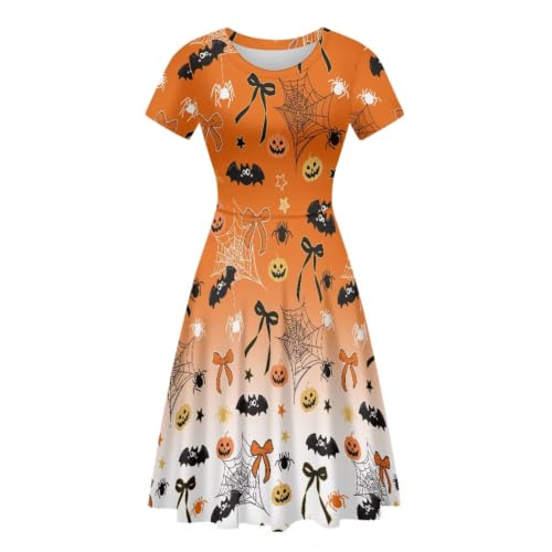 Image of Forchrinse Summer Dresses for Women Crew Neck Short Sleeve Midi Dress Casual Beach Vacation Sundress