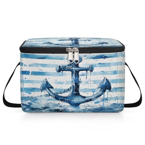 GzLeyigou Anchor Sea Lunch Bags for Women Men 9 Cans, Hot & Cold Food Delivery Bag Insulated Grocery Bag Insulated Lunch Box Anchor Cooler Bag for Office Work Picnic Beach