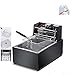 D@ Freidora Eléctrica 20L 5000W Freidora Industrial Acero Inoxidable para Patatas Fritas Deep Fryer Commercial Freidora(10L+10L Tanque con accesorios)
