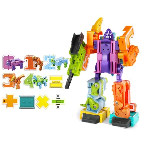 Dinosaurio robot niño rey y juguetes de bloques numéricos transformables para preescolar 7