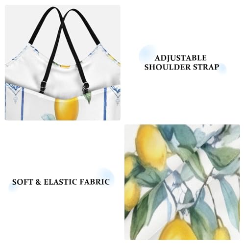 Sicilian Italian Style Lemons White Girls' One-Piece Swimwear with Adjustable Shoulder Strap, Beach Swimwear, 3-103