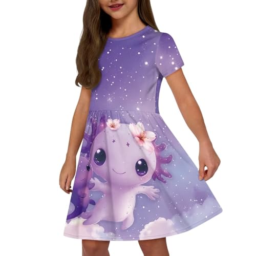 Image of Short Sleeve Dress for Girls with Pockets Cute Toddler Girl Clothes Summer 2-12