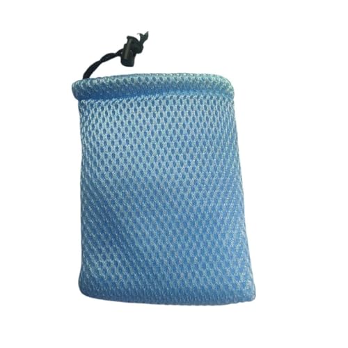 Nylon Mesh Drawstring Bag, Small Storage Pouch String Bags 5 x 3.5 Inch for Mini Stuff MP3 Charger Earphone Key,Blue 8pcs2