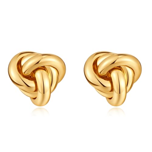 AOLIMI Golden Love Knot Stud Earrings for Women Cute Knot Earrings Hypoallergenic Earrings Jewelry