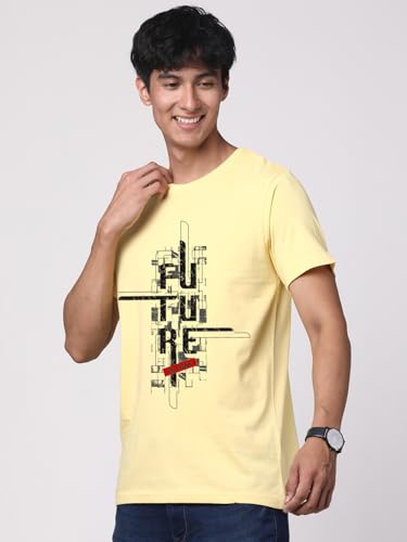 Image of ADRO Men's Graphic Printed 100% Cotton T-Shirt - Regular Fit, Printed T-Shirts for Men