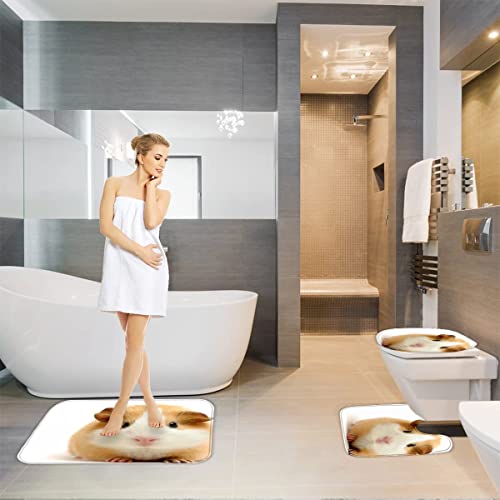 Badematte Meerschweinchen Hamster Weiß Badematten Set rutschfest Waschbar Badgarnitur 3teilig - WC Deckelbezug U… – Bild 6