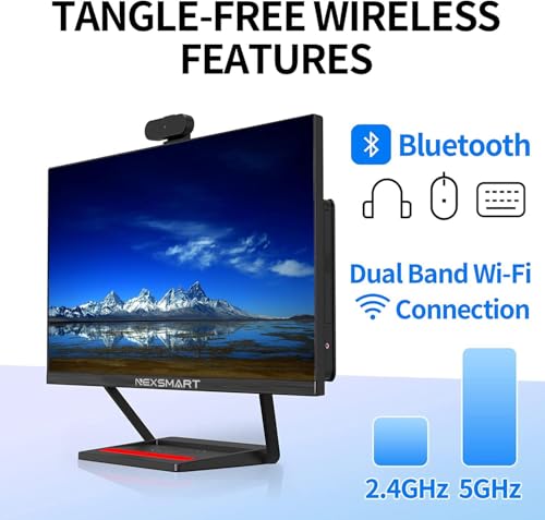 Image of Desktop Computer All-in-one PC 23.8inch All-in-One with Core i7 16GB RAM 512GB SSD, 360Adjustable Webcam, Charging Panel, All-in-one PC Supporting Dual-Band WiFi, Bluetooth 4.3,Black