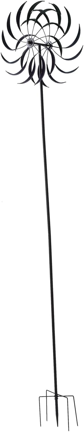 Luqeeg Garden Wind Spinner, Double Layer Metal Windmills Spinners, with Ground Stake Iron Material, for Yard Lawn Patio Decor Festival and Party Decoration