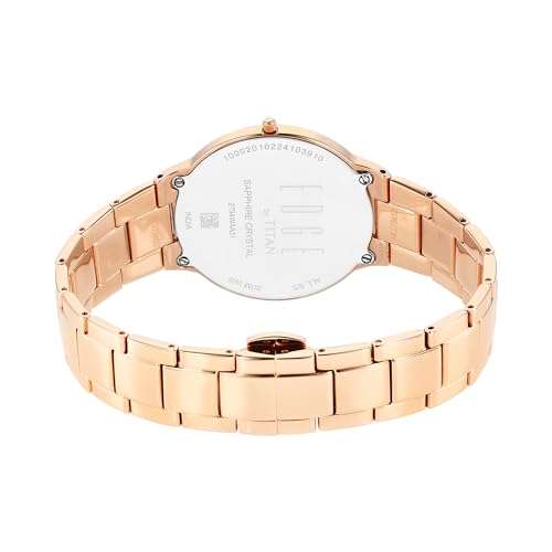 Image of Titan Edge Metal Ladies Allure Quartz Analog White Mother of Pearl Dial Rose Gold Stainless Steel Strap Watch for Women - NT2734WM01
