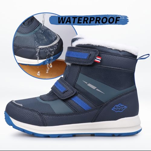 UOVO Boys Snow Boots Winter Waterproof Slip Resistant Fur Lined Outdoor Shoes(Little Kid/Big Kid)2