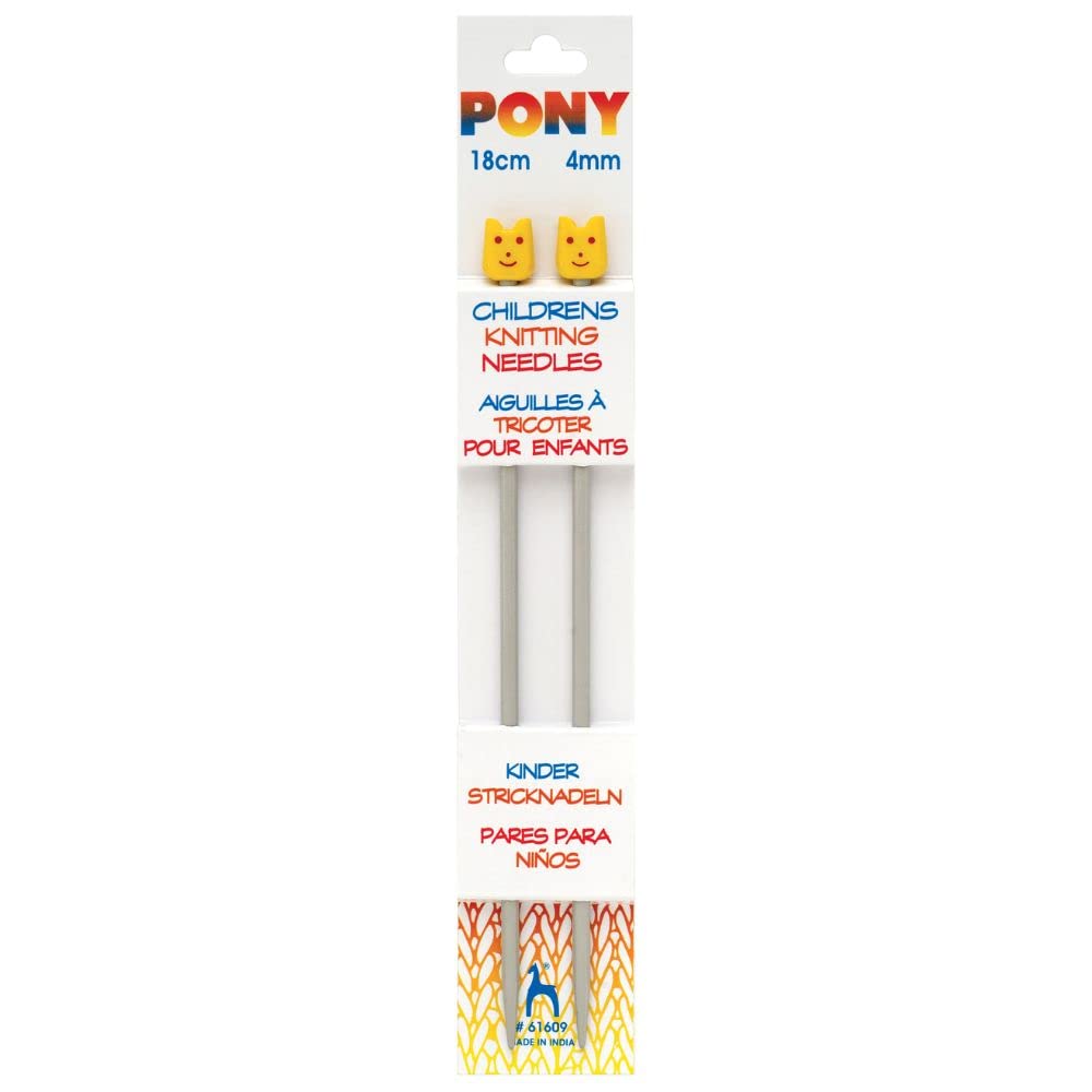 Plush Addict Pony Classic Childrens Single Ended Knitting Needles 18cm Long - Aluminum - 4.00mm / US 6
