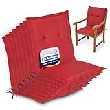Beautissu Set de 8 Cojines sillas Jardin Loft NL - tumbonas mecedoras de balcón o Asiento Exterior con Respaldo bajo - 100x50x6 cm - Placas compactas de gomaespuma - Rojo