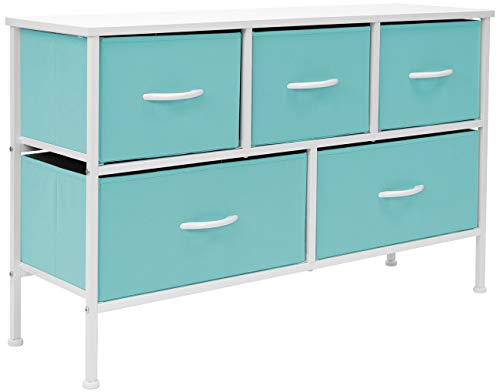 Sorbus-Dresser-with-5-Drawers-Furniture-Storage-Chest-for-Kids-Teens-Bedroom-Nursery-Playroom-Clothes-Toys-Steel-Frame-Wood-Top-Fabric-Bins-Pastel-Aqua 416+41cYupL