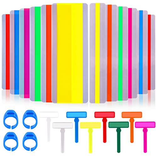 QUACOWW 24 PCS Reading Strips Include 8 PCS Finger Focus Highlighter Reading Tools, 4PCS Finger Reading Rings, 12PCS Guided Reading Highlighter Strips for Dyslexia, Reading Aids, and ADHD(Multicolor)