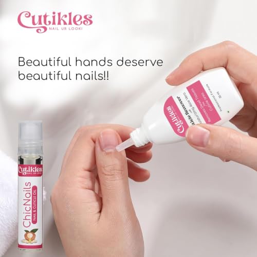 Image of CutiCouple - Combo pack of Cuticle Remover & Cuticle Oil. Ideal for Quick DIY Mani-Pedis. Cuticle Remover Softens /Removes dead-skin from nails, Cuticle Oil Nourishes Nails & Cuticles - 40ml