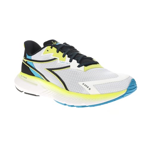 Diadora Mens Mythos Blushield Volo 4 Running Sneakers Shoes - Black, White, Yellow2