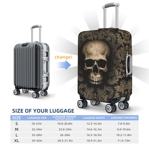 Gothic Wallpaper Skull Travel Luggage Cover Elastic Washable Suitcase Cover Protector Fashion Stretch Baggage Covers Dustproof Suitcase Sleeve Fits 18-32 inch Luggage, Black, Small2