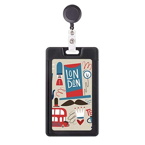 Étui rétractable Big Ben motif bus britannique pour badge d'accès professionnel