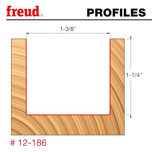 Image of Freud 12-186: 1-3 /8 inch (Dia.) Double Flute Straight Bit with 1 /2 inch Shank