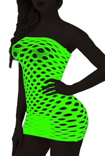 Sexy Womens Strapless Fishnet Lingerie Sleepwear Mini Dress Tube Chemise Bodysuit One Size