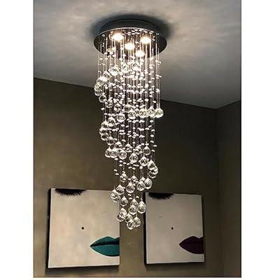 ERKANZHI Modern Luxury Crystal Spiral Raindrop Chandelier Flush Mount LED Pendant Lamp for Dining Room Living Room Hall Hallway Foyer