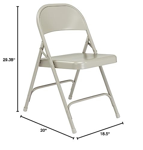 National Public Seating NPS 50 Series Metal All-Steel Folding Chair, Gray, 4/Pack (52/4)