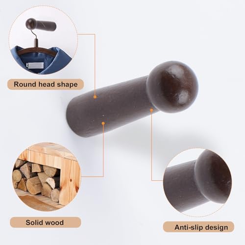 MOROBOR Wooden Shaker Pegs, 10pcs Decorative Coat Peg Natural Wood Hook Screw-On Hat Hook for Doors Stair Edges Wardrobes - Image 3