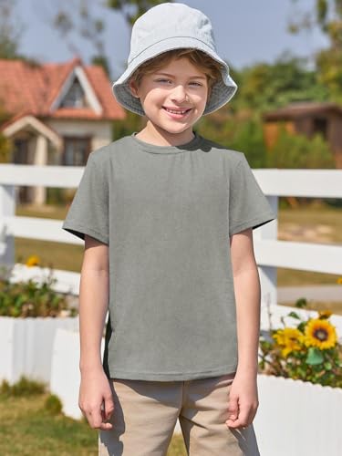 Haloumoning Boys Short Sleeve Shirts Kids Summer Crewneck T-Shirts Casual Tops Tees 5-14 Years