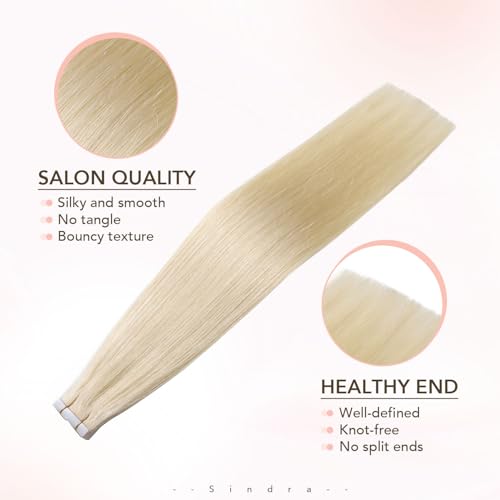 Image of Sindra Invisi Edge Tape in Hair Extensions Human Hair Platinum Blonde