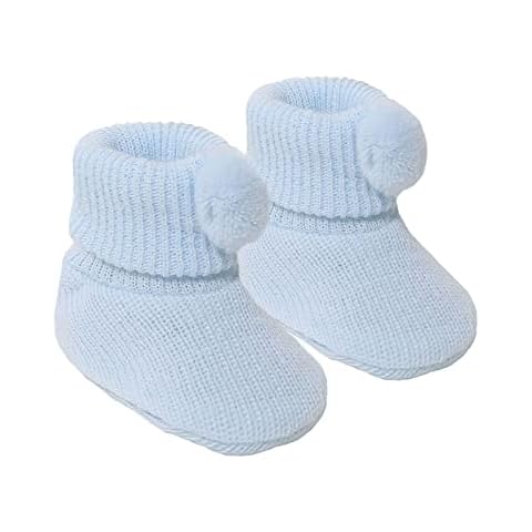 Soft Touch Sky Blue Pom Booties for Babies Cover