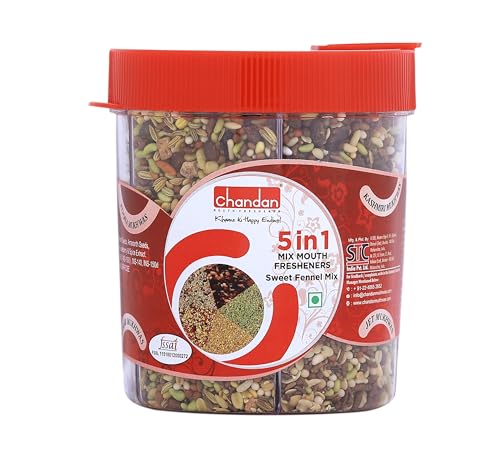 Chandan Mouth Freshener 5 in 1 Mix, Sweet Fennel Mix, Kashmiri, Special, Jet, Poona & Gulab Mukhwas, 8.11 oz / 230 g