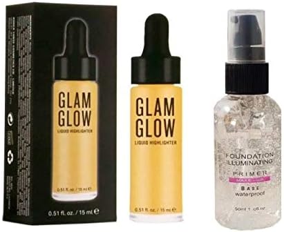 Matte Glam Glow Liquid Highlighter with Stay Matte Mattifying Makeup Primer,Under Cover Gel Face Primer,Blur Perfect Makeup Primer