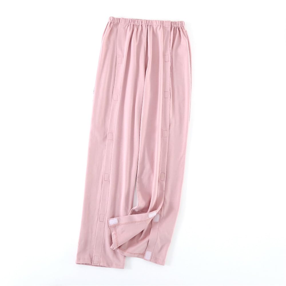 LAROTSUBA Patient Care Trousers,Patient Pants,Full Open Post Surgery Pants,Unisex Fracture Pants for Home Care,Elderly,Fracture,Rehab(Pink,M)