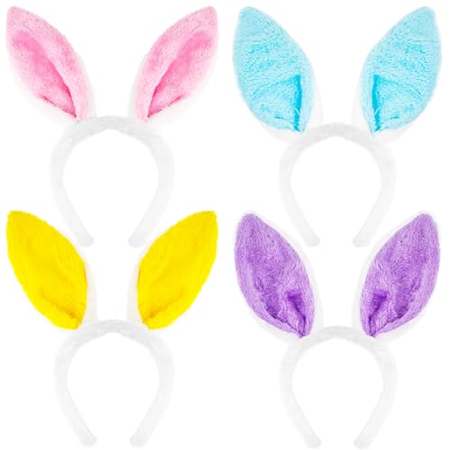 Tedercle 4 Pack Fluffy Bunny Ears Headbands for...