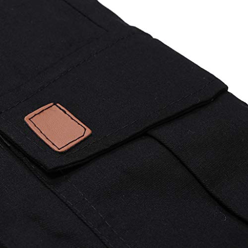 Men Cargo Sweatpants Slacks Casual Elastic Joggers Sport Baggy Pockets Trousers Black